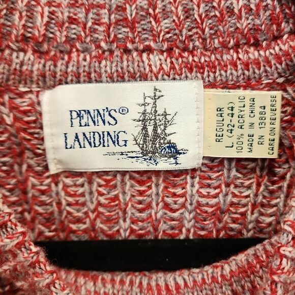 Penn's Landing Women's Ribbed Knit Crewneck Pullover Sweater Red/ White Large VT - Picture 3 of 11